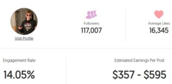 Carson Johns estimated Instagram earning